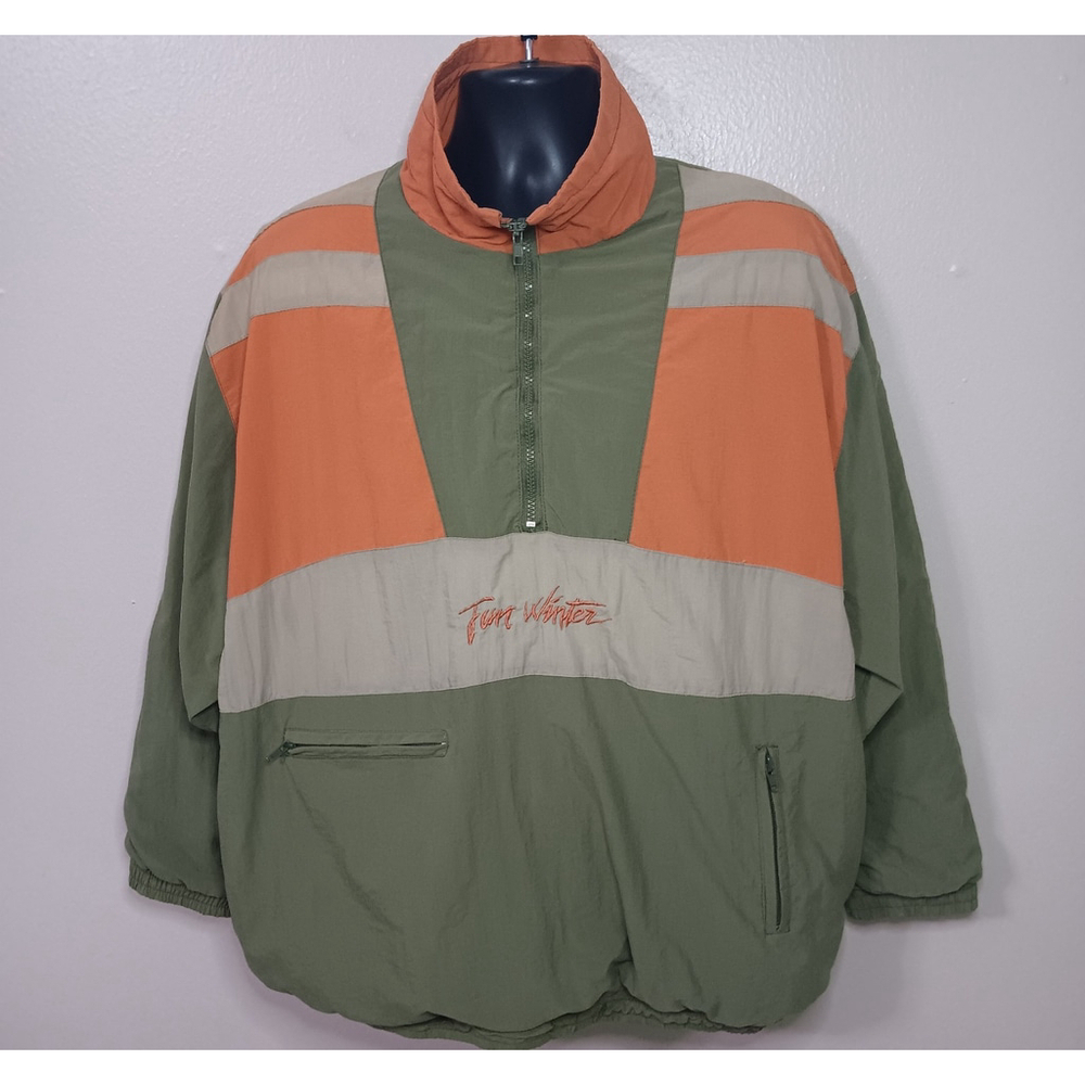 Vintage 90s Men's Small Ski Anorak Windbreaker Jacket Colorblock BIB Relax Fit
